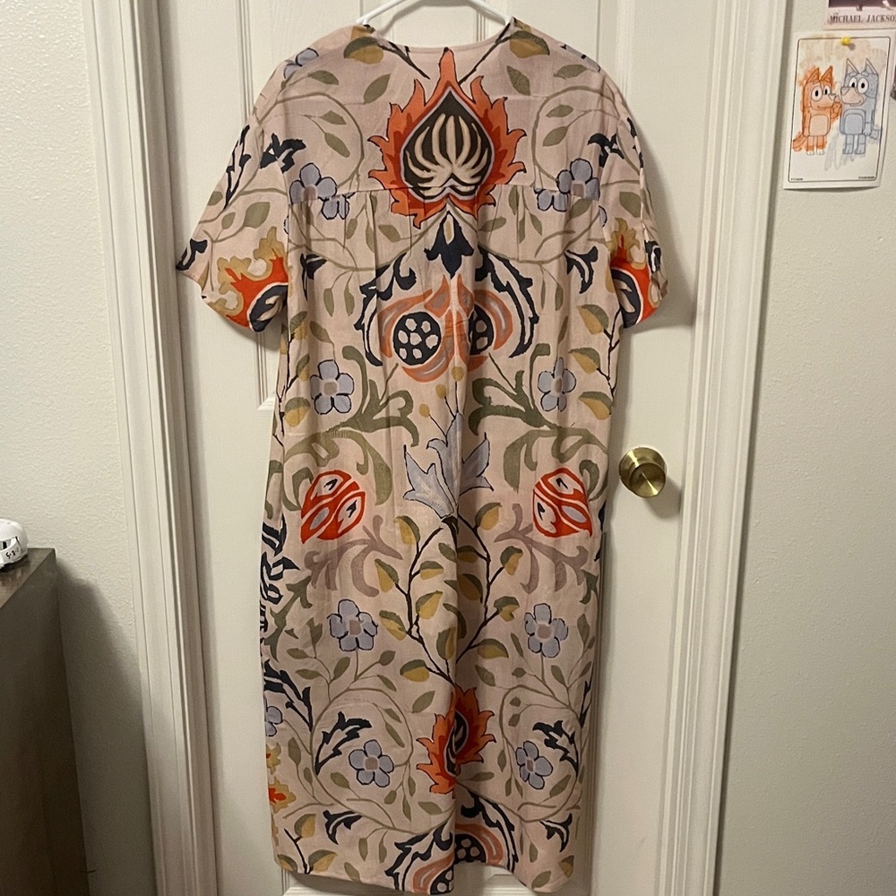 Chrisflo Floral Midi Dress in Cream and Orange NWOT Size XL - Picture 5 of 7